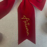 Personalised Red Velvet Christmas Hair Bow, Red Festive Hair Bow