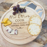Personalised Wooden Engraved Mr & Mrs Cheeseboard Set