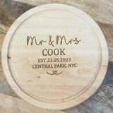 Personalised Wooden Engraved Mr & Mrs Cheeseboard Set
