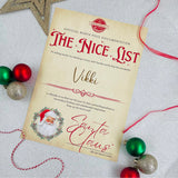 Santa's Nice List Certificate, Santa Mail, Christmas List