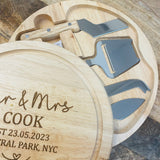 Personalised Wooden Engraved Mr & Mrs Cheeseboard Set