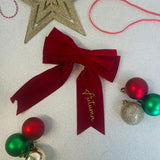 Personalised Red Velvet Christmas Hair Bow, Red Festive Hair Bow
