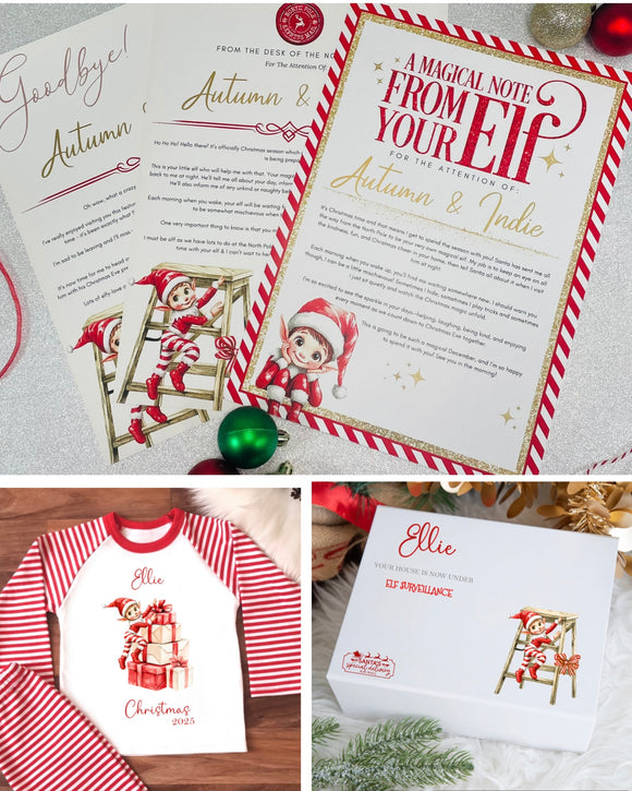 Personalised Christmas Elf Arrival Set (Pyjamas, Box and Letters)
