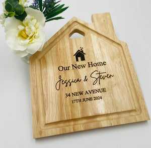 New home house shaped serving board, New Home Gift, New home wooden house shaped board