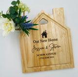 New home house shaped serving board, New Home Gift, New home wooden house shaped board