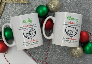 Parents to be Christmas Mugs, mum to be Christmas gift, Daddy to be Christmas gift
