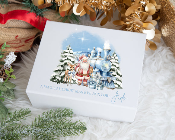 Luxury Personalised Christmas Train Scene Christmas Eve Box