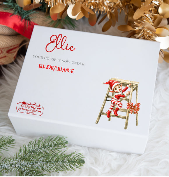 Luxury Personalised Christmas Elf Box, Christmas Elf Arrival Box