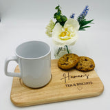 Personalised Custom Engraved Wooden Tea and Biscuits Board, Serving Board, Coffee and Biscuit Board,