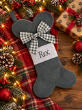 Pet Christmas Stocking | Dog Bone or Paw Print Stocking | Christmas Gift for Dogs & Cats | Santa Paws