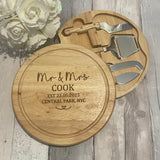 Personalised Wooden Engraved Mr & Mrs Cheeseboard Set