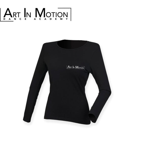 AIM Ladies Long Sleeve Black Top (SK124)