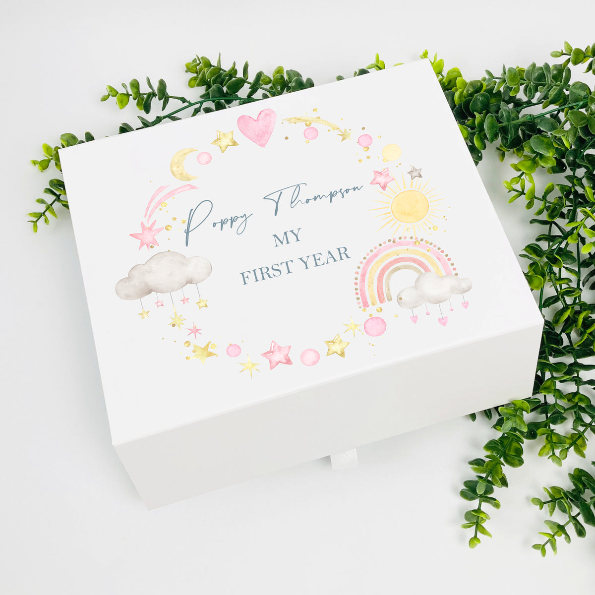 Personalised 'My First Year' Memory Box – Button Rose
