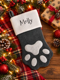 Pet Christmas Stocking | Dog Bone or Paw Print Stocking | Christmas Gift for Dogs & Cats | Santa Paws