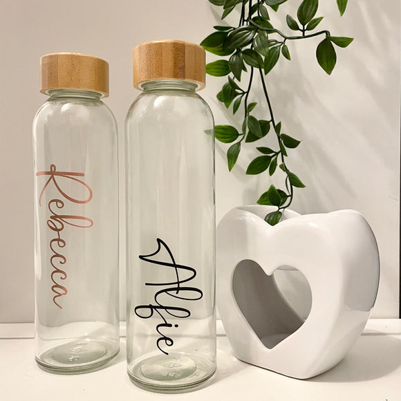 Personalised Bamboo Glass Bottle