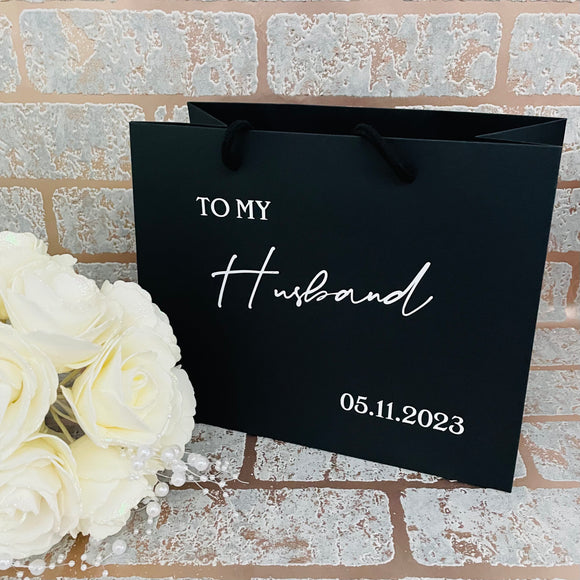 To My Husband Gift Bag with Wedding Date